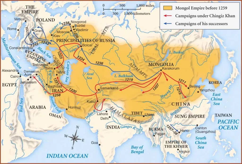 mapa-imp-mongol Gengis Khan