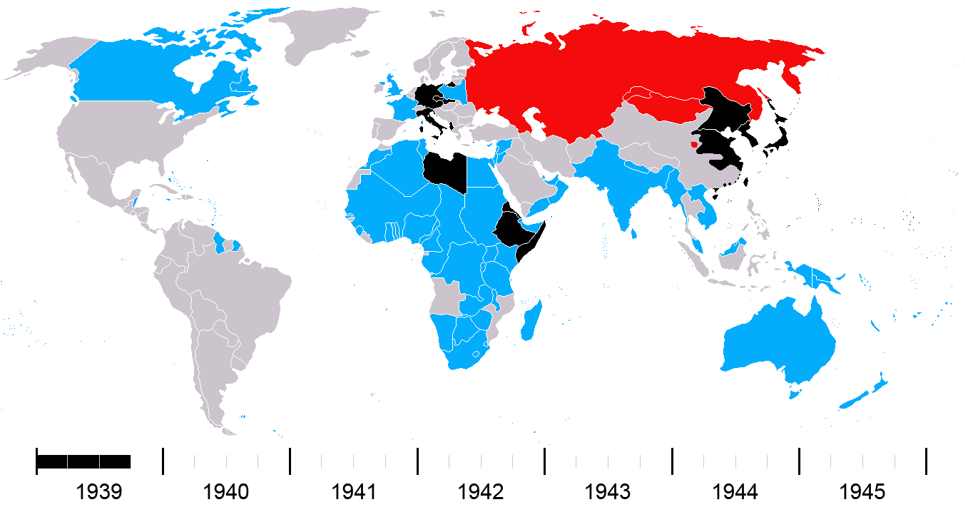 mapa-do-progresso-da-segunda-guerra-mundial 2ª Guerra Mundial - como se iniciou