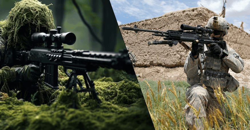 Atirador de Elite (sniper) / Atirador Designado (designated marksman rifle - DMR)