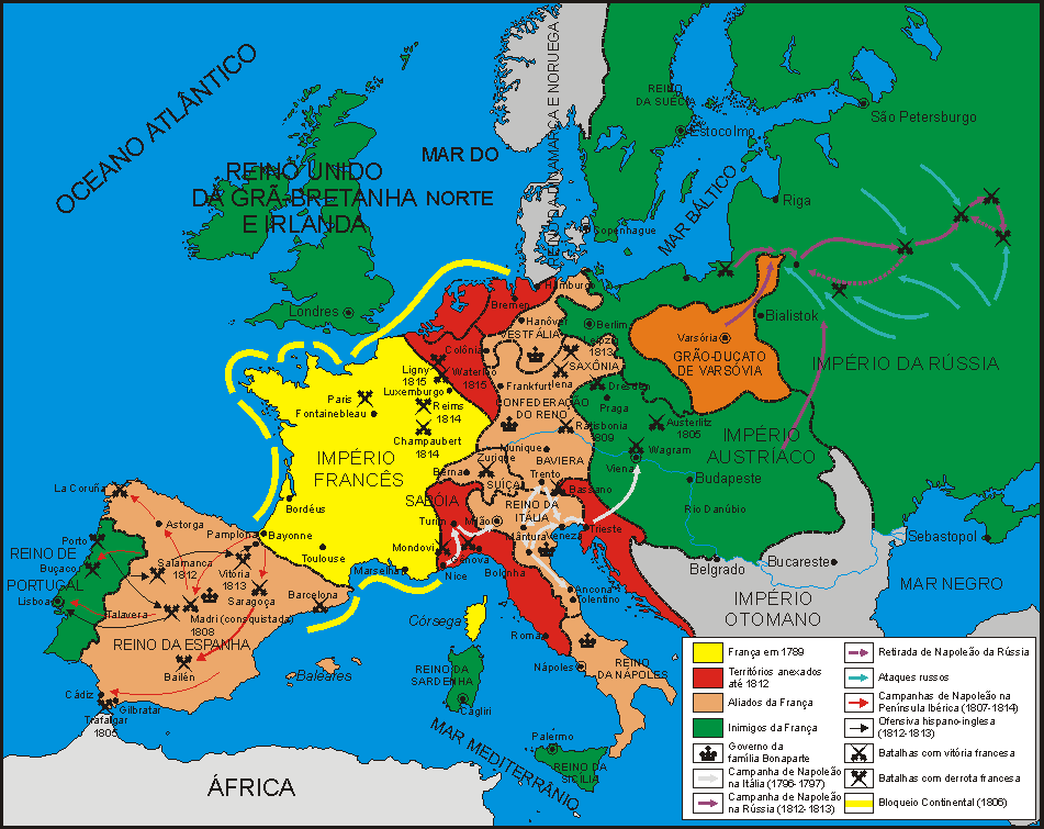 mapa-imp-napoleonico Napoleão Bonaparte